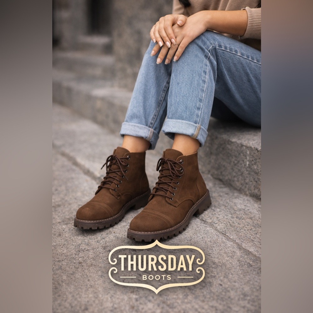 Thursday Boot Company Chestnut Suede Lace-Up Ankle Boots